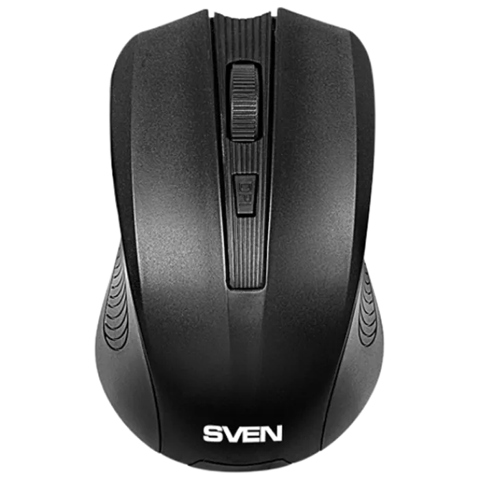Wireless Mouse SVEN RX-300, Optical, 600-1400 dpi, 4 buttons, Ambidextrous, BlueLED, 2xAAA, Black