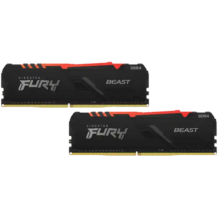 32GB DDR4-3600MHz  Kingston FURY Beast RGB (Kit of 2x16GB) (KF436C18BBAK2/32), CL18-22-22, 1.35V,Blk