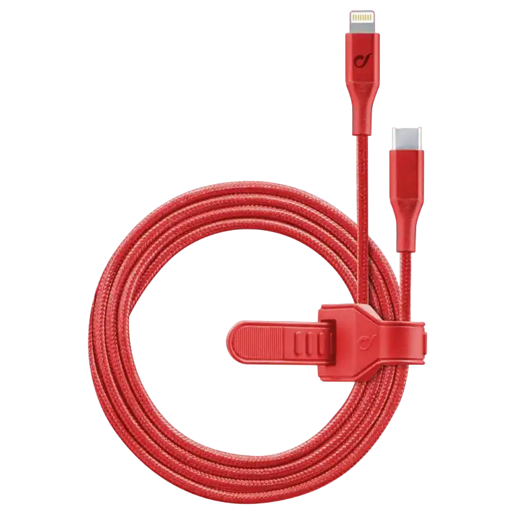 Type-C to Lightning Cable Cellular, Strip MFI, 1M, Red