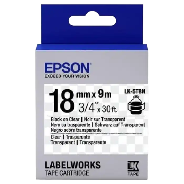 Купить  Кассеты с лентой для печати наклеек - Картридж с лентой Epson LK-5TBN, 18мм x 9м..