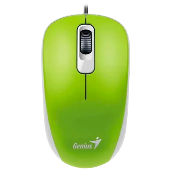 Mouse Genius DX-110, Optical, 1000 dpi, 3 buttons, Ambidextrous, Green, USB