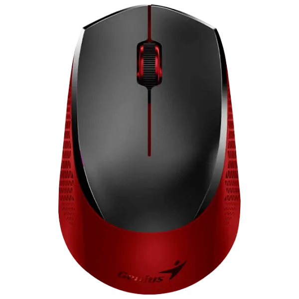 Wireless Mouse Genius NX-8000S, 1200 dpi, 3 buttons, Ambidextrous, Silent, BlueEye, 1xAA, Black/Red