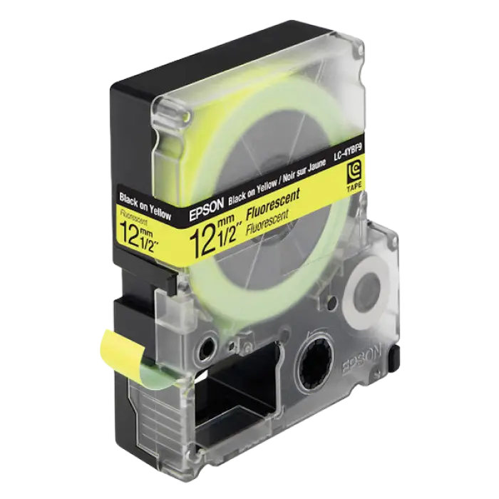 Tape Cartridge EPSON LK4YBF; 12mm/9m Fluorescent, Black/Yellow, C53S654010