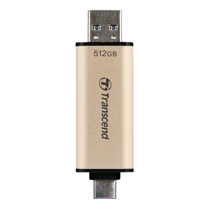 512GB USB3.1/Type-C Flash Drive  Transcend "JetFlash 930C", Gold, Classic Cap,OTG (R/W:420/400MB/s)