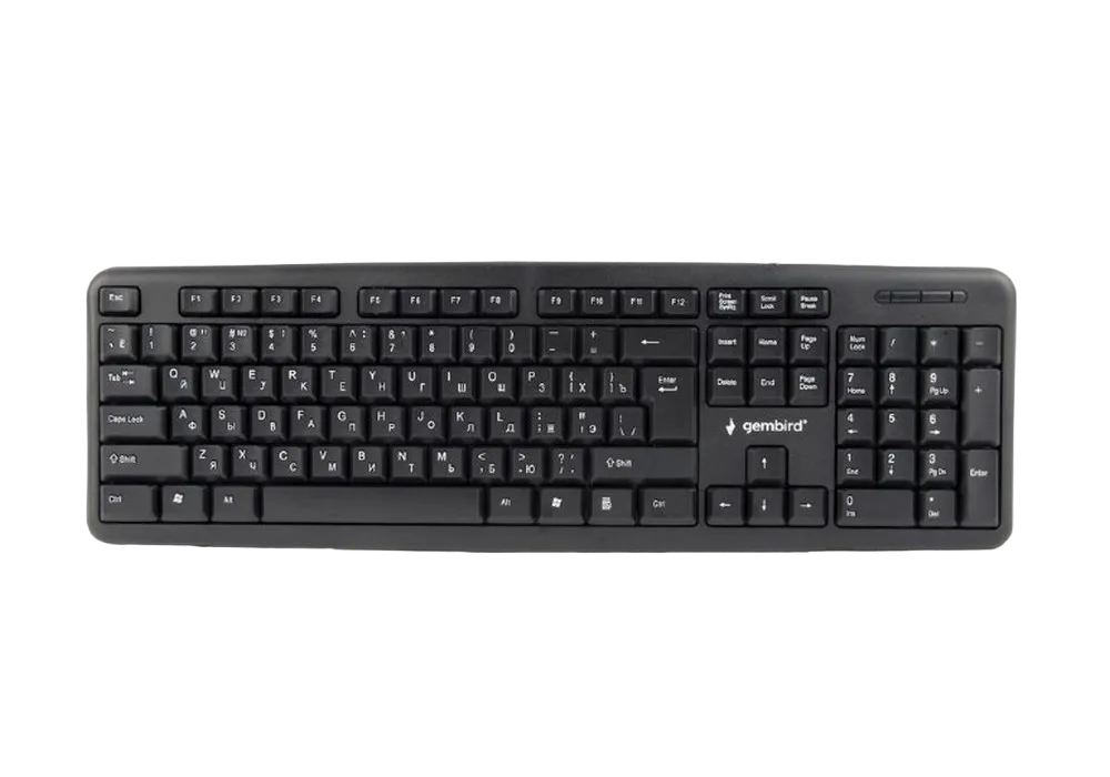 Keyboard Gembird KB-U-103-RU, Standard, Full size, Silent, Black, USB