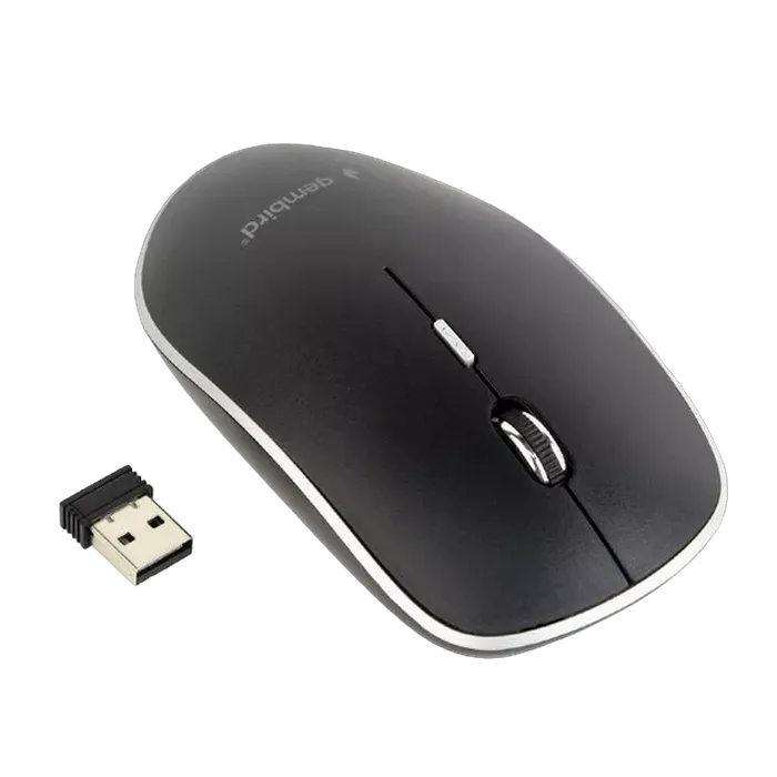 Wireless Mouse Gembird MUSW-4BS-01, Optical, 800-1600 dpi, 4 buttons, Ambidextrous Silent 1xAA Black