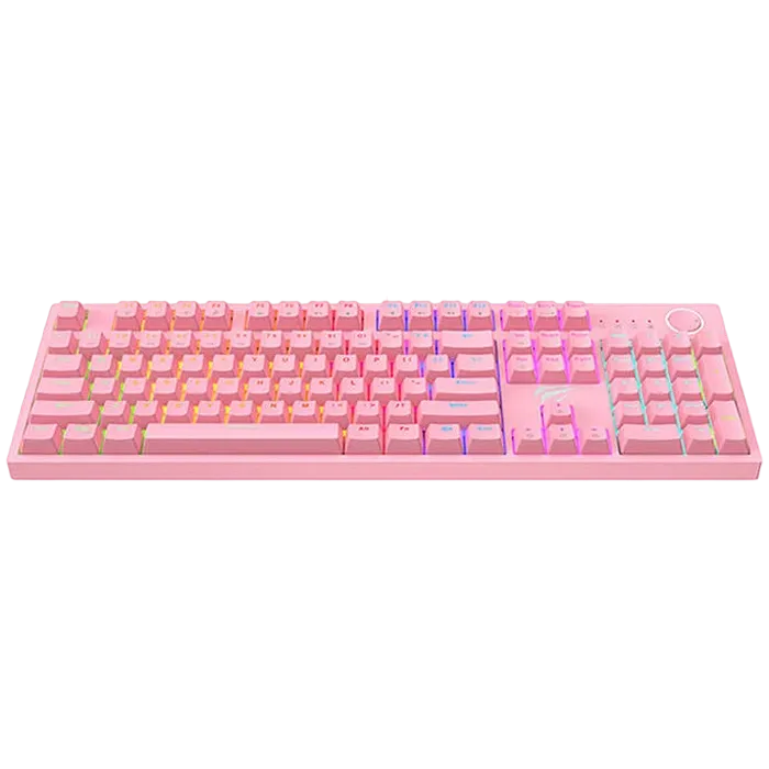 Gaming Keyboard Havit KB871L, Mechanical, Blue SW, RGB, 104 Keys, US Layout, 1.6m, USB, Pink