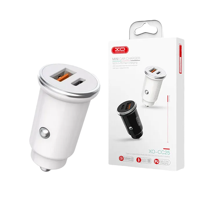 Car Charger XO, PD+QC3.0, CC25, White