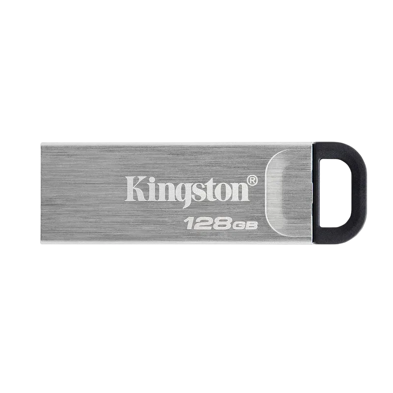 128GB USB3.2 Flash Drive Kingston DataTraveler Kyson, Silver, Metal Case, Key Ring (DTKN/128GB)