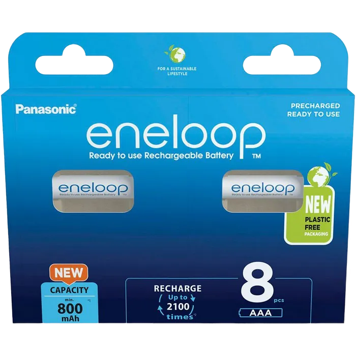 AAA  Eneloop 800mAh, Blister*8, Panasonic, BK-4MCDE/8BE