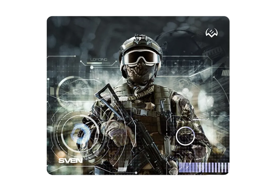 Gaming Mouse Pad SVEN MP-G01S Soldier, 230 x 200 x 2mm, Fabric surface, Rubberized base, Picture