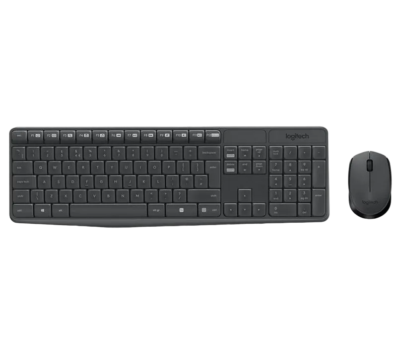 Wireless Keyboard & Mouse Logitech MK235, Low-profile, Spill-resistant, FN key, 5M, 1000dpi 3 button
