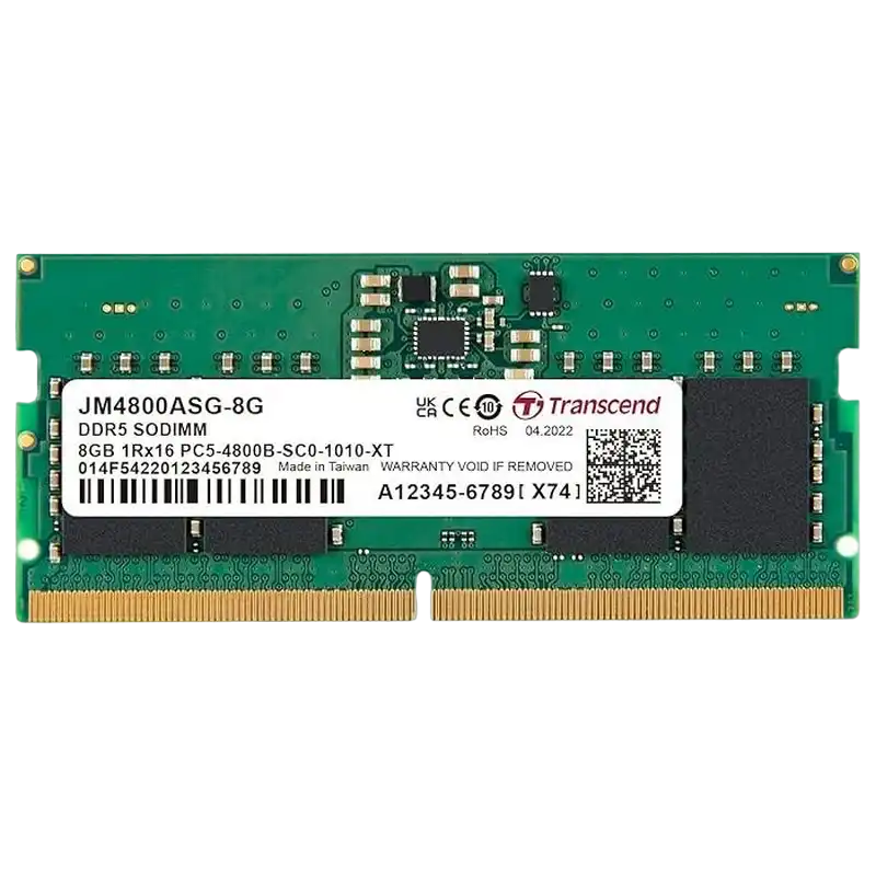 .8GB DDR5-4800MHz SODIMM  Transcend JetRam, PC5-38400U, 1Rx16, CL40, 1.1V