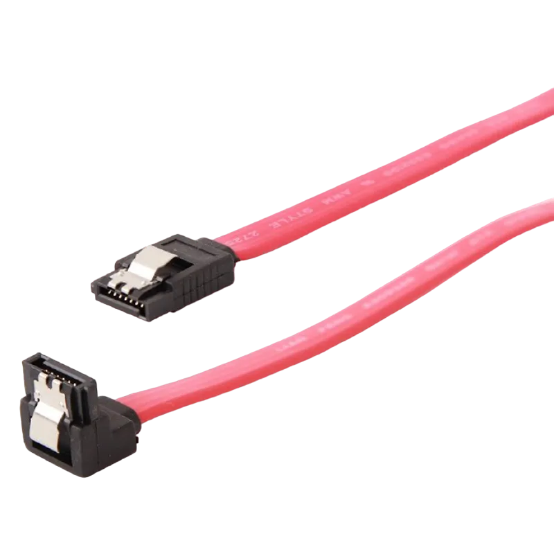 Cable Serial ATA III 10 cm data, 90 degree connector, metal clips, Cablexpert CC-SATAM-DATA90-0.1M