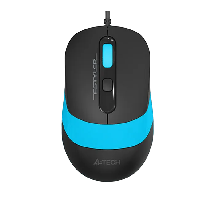 Mouse A4Tech FM10, Optical, 600-1600 dpi, 4 buttons, Ambidextrous, 4-Way Wheel, Black/Blue, USB
