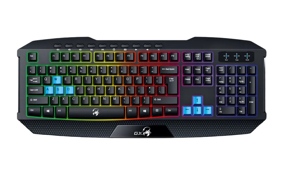 Gaming Keyboard Genius SCORPION K215, Multimedia, Spill-resistant, 7 color backlight, Black, USB