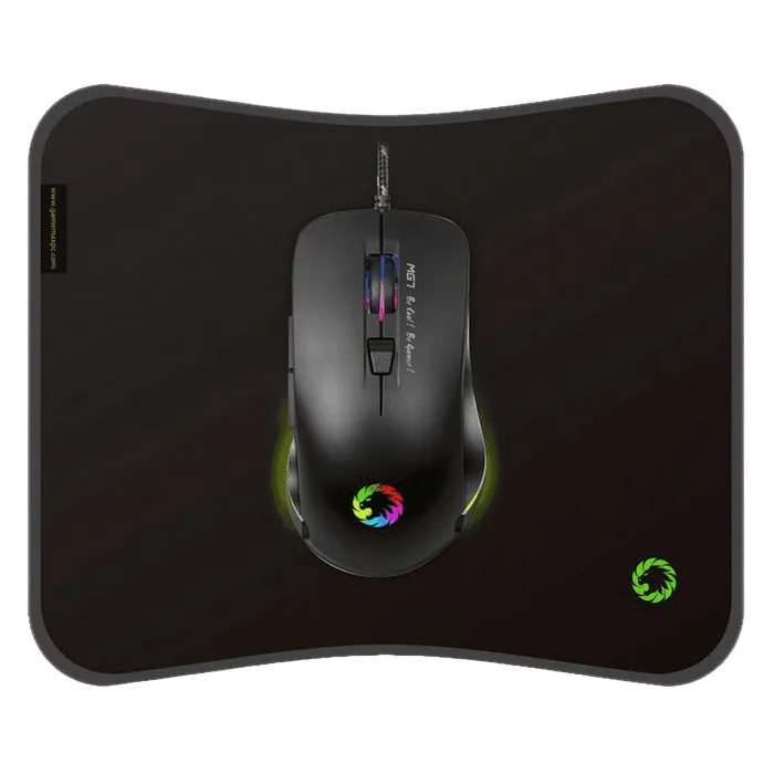 Gaming Mouse & Pad Gamemax MG7, Optical, 1200-3200 dpi, 6 buttons, Ergonomic, RGB, Black, USB