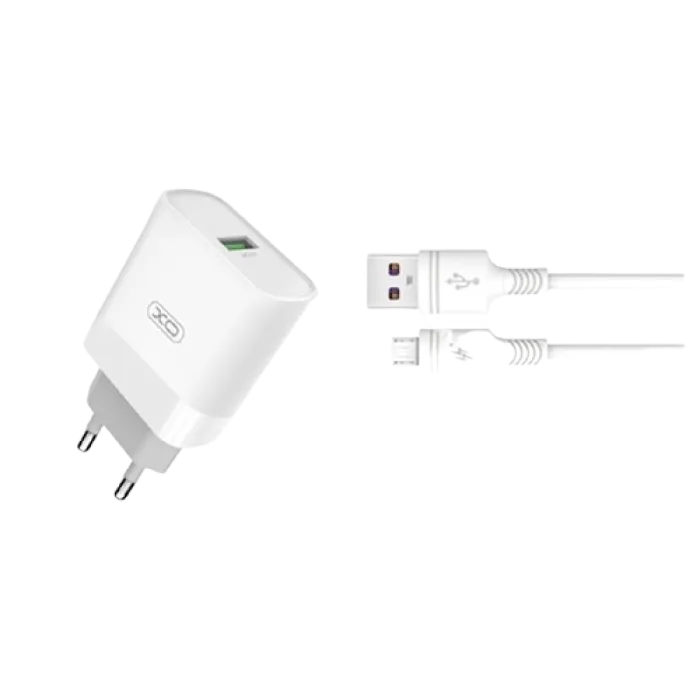 Wall Charger XO + Micro-USB Cable, 1USB, Q.C3.0 15W, L63, White