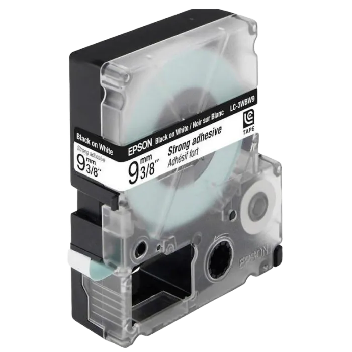 Tape Cartridge EPSON LK3WBW; 9mm/9m Strong Adhesive, Black/White, C53S653007