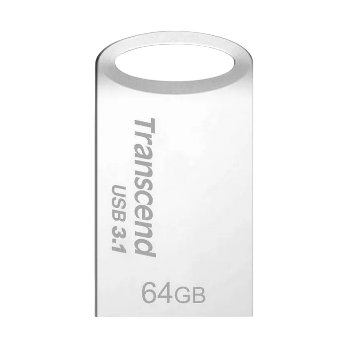 64GB USB3.1 Flash Drive Transcend "JetFlash 710S", Silver, Metal Case, Ultra-Slim (R/W:90/30MB/s)