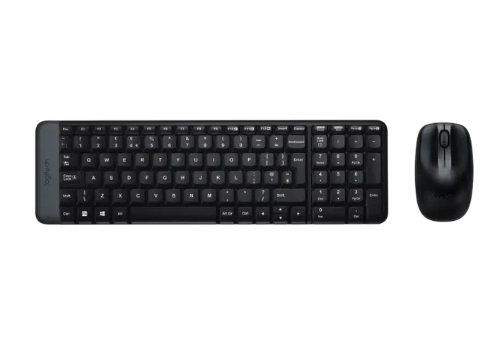 Wireless Keyboard & Mouse Logitech MK220, Compact, Quiet typing, FN key, 2xAAA/2xAA, Black
