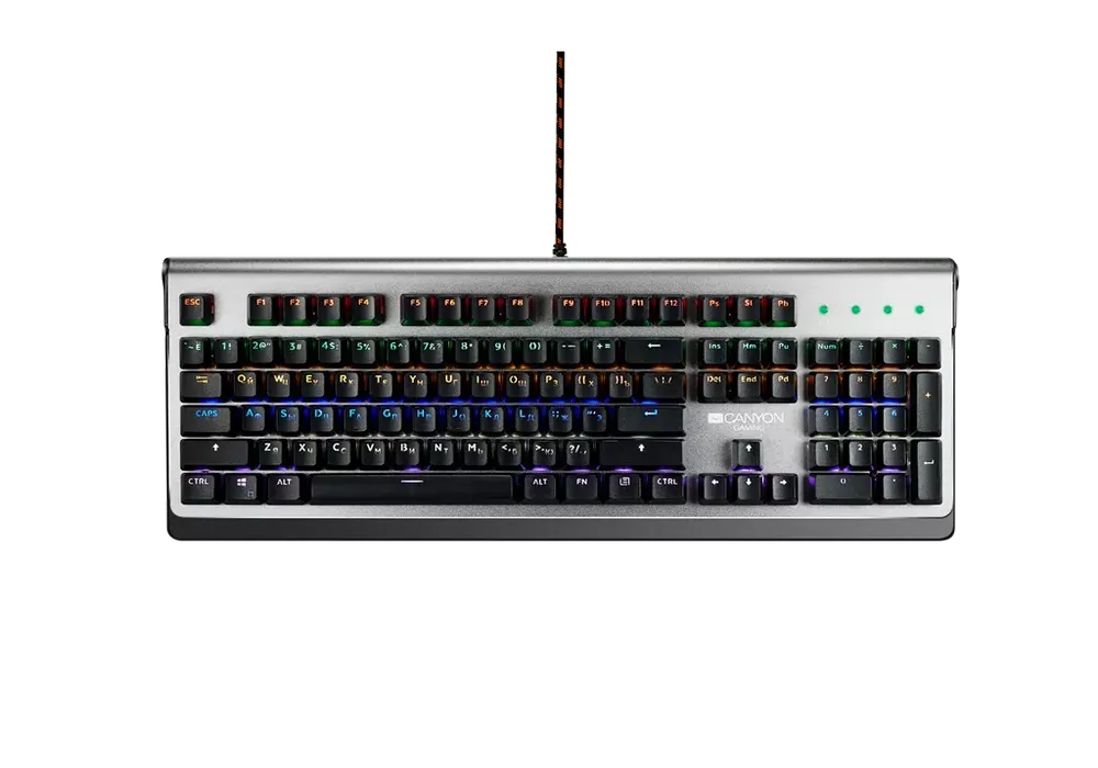 Gaming Keyboard Canyon Interceptor, Mechanical, Red SW, Backlight, NKRO, WinLock, Silver/Black, USB