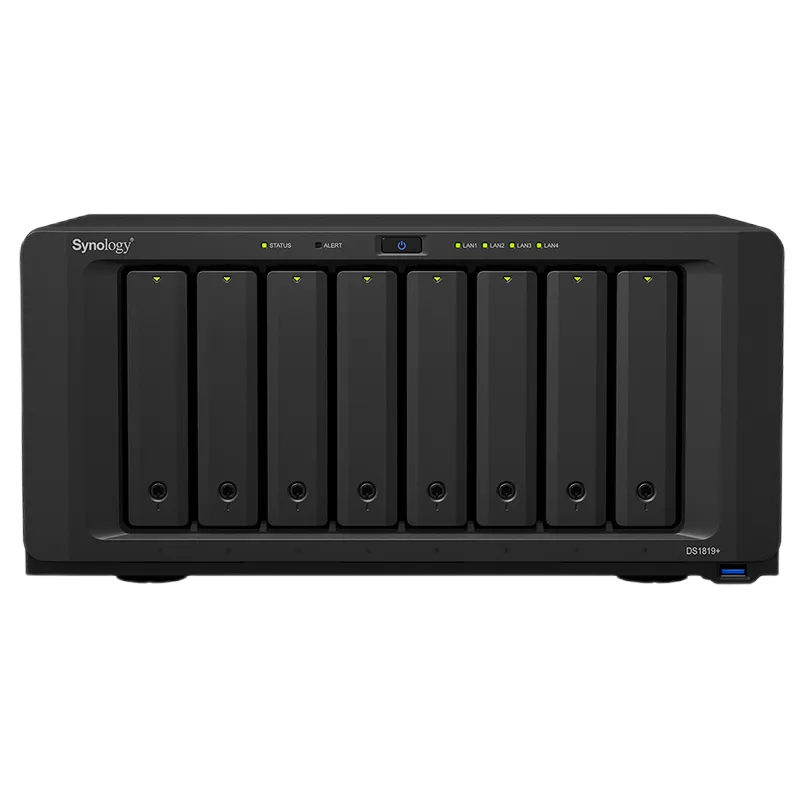 SYNOLOGY "DS1821+", 8-bay, AMD Ryzen 4-core 2.2GHz, 4Gb*1+1Slot, 2xM.2 NVMe, 4x1GbE, PCIe