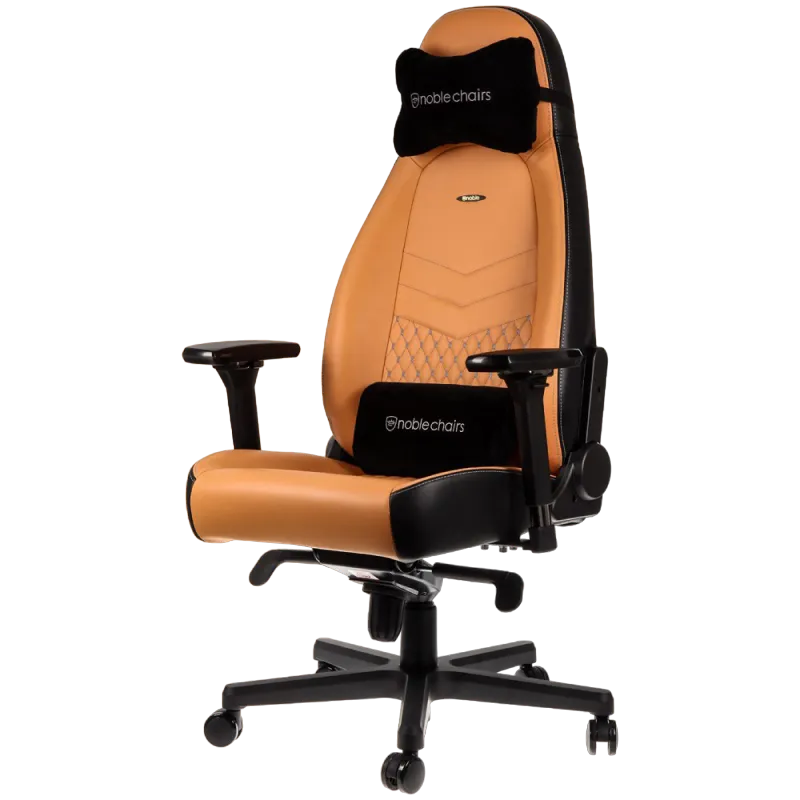 Gaming Chair Noble Icon NBL-ICN-RL-CBK Cognac/Black Real Leather, Max load 150kg / height 165-190cm