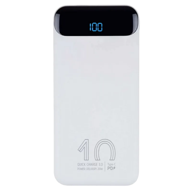 Power Bank Rivacase 10000 mAh QC 3.0/PD 20W, VA2540, White