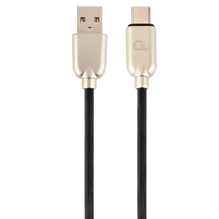 Blister Type-C /USB2.0, AM/CM,  2.0m, Cablexpert Premium Ruber Black, CC-USB2R-AMCM-2M