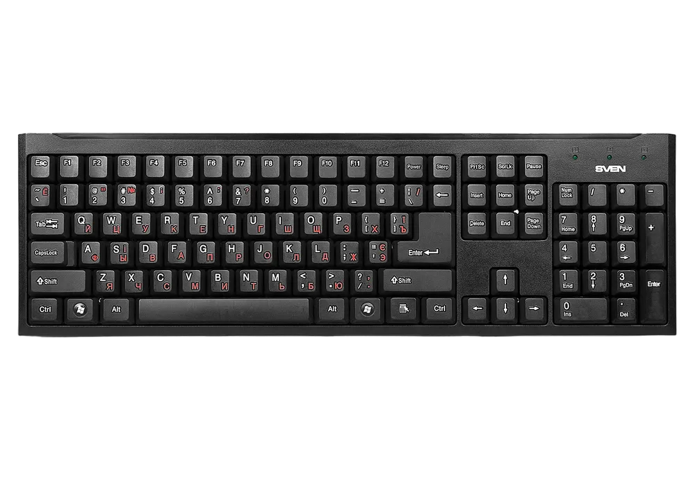 Keyboard SVEN Standard 303, Traditional layout, Volume control, Low noise, Black, USB