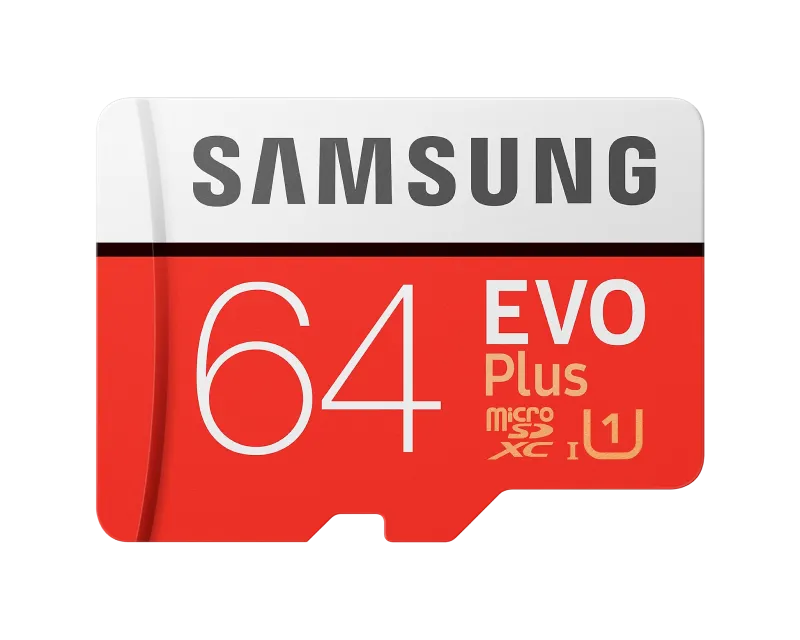 .64GB MicroSD (Class 10). UHS-I (U1)+SD adapter, Samsung EVO Plus "MB-MC64KA" (R:130MB/s)
