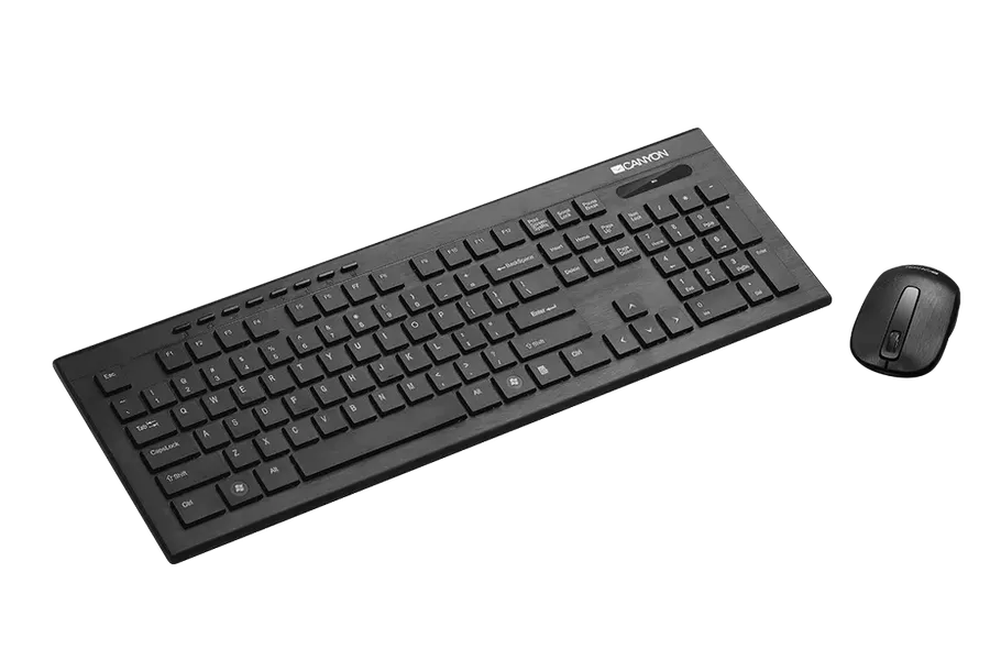 Wireless Keyboard & Mouse Canyon SET-W4, Multimedia, Chocolate key caps, 1xAA/1xAAA, Black