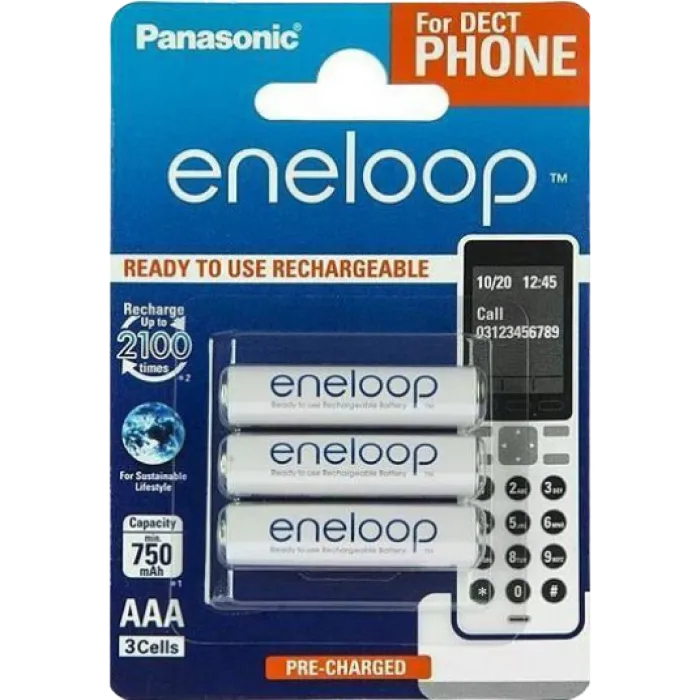 AAA  Eneloop 750mAh, Blister*3, Panasonic, BK-4MCCE/3DE
