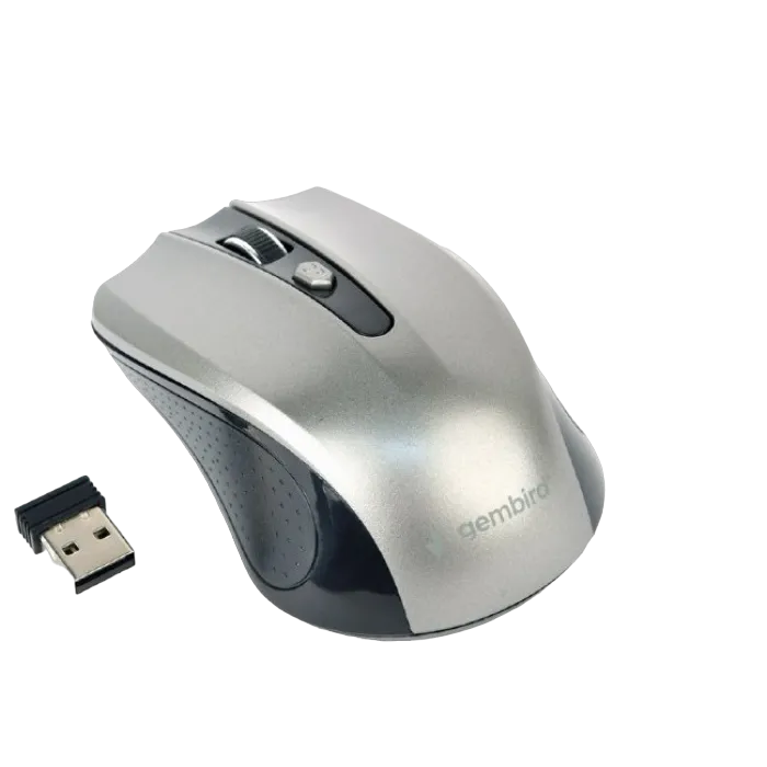 Wireless Mouse Gembird MUSW-4B-04-BG Optical 800-1600 dpi 4 buttons, Ambidextrous, 2xAAA, Black/Grey