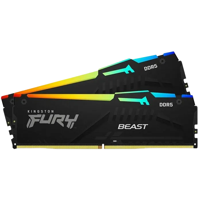 64GB DDR5-6000MHz  Kingston FURY Beast RGB (Kit of 2x32GB) (KF560C40BBAK2-64), CL40-40-40, 1.35V,Blk