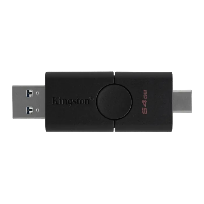 64GB USB3.2 Type-A/Type-C Flash Drive Kingston DataTraveler® Duo (DTDE/64GB), Black, Dual Slider