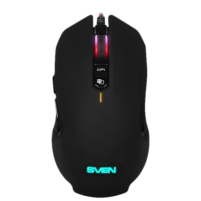 Gaming Mouse SVEN RX-G955, Optical 600-4000 dpi, 8 buttons, Soft Touch, Backlight, Macro, Black, USB