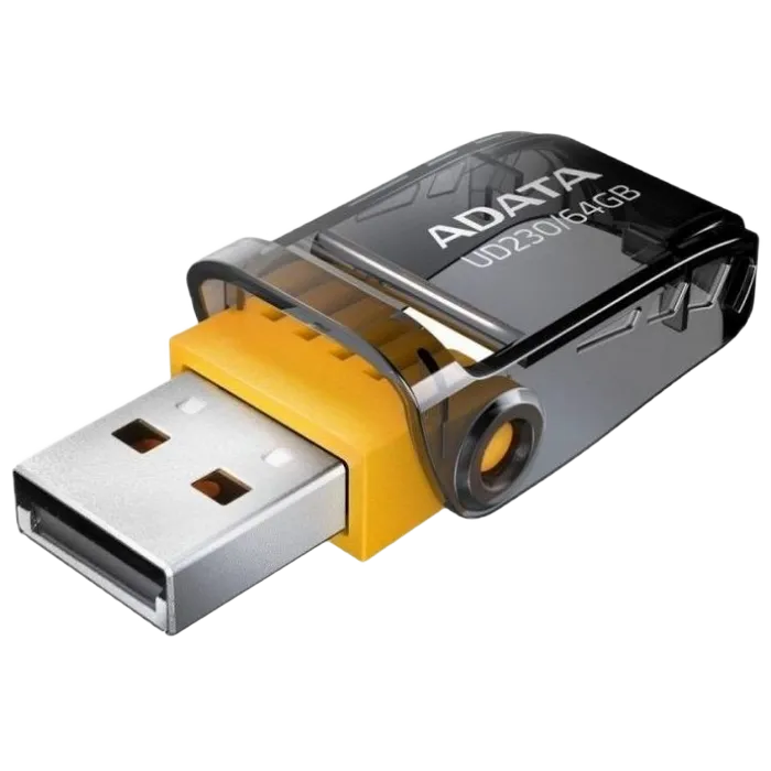 64GB USB2.0 Flash Drive ADATA "UD230", Black, COB, Folding-Cover Design (R/W:20/10MB/s)