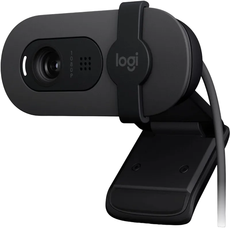 Camera Logitech BRIO 100, 1080p/30fps, FoV 58°, 2MP, Fixed Focus, Shutter, 1.5m, Graphite