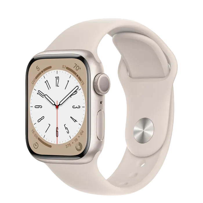 Apple Watch Series 8 GPS, 41mm Starlight Aluminium Case with Starlight Sport Band, MNU93 (usa)