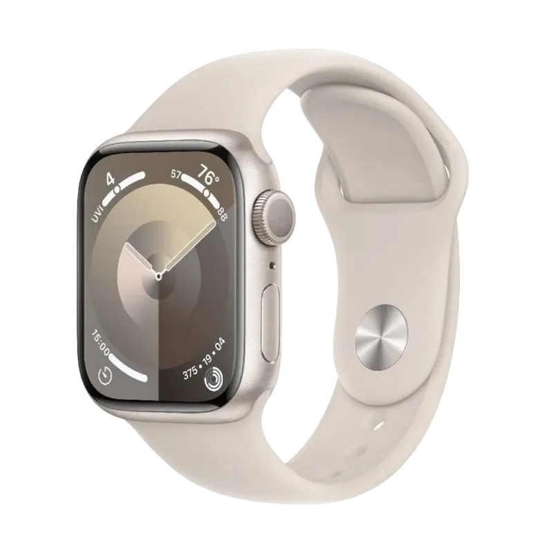 Apple Watch Series 9 GPS, 41mm Starlight Aluminium Case with Starlight Sport Band - M/L, MR8U3