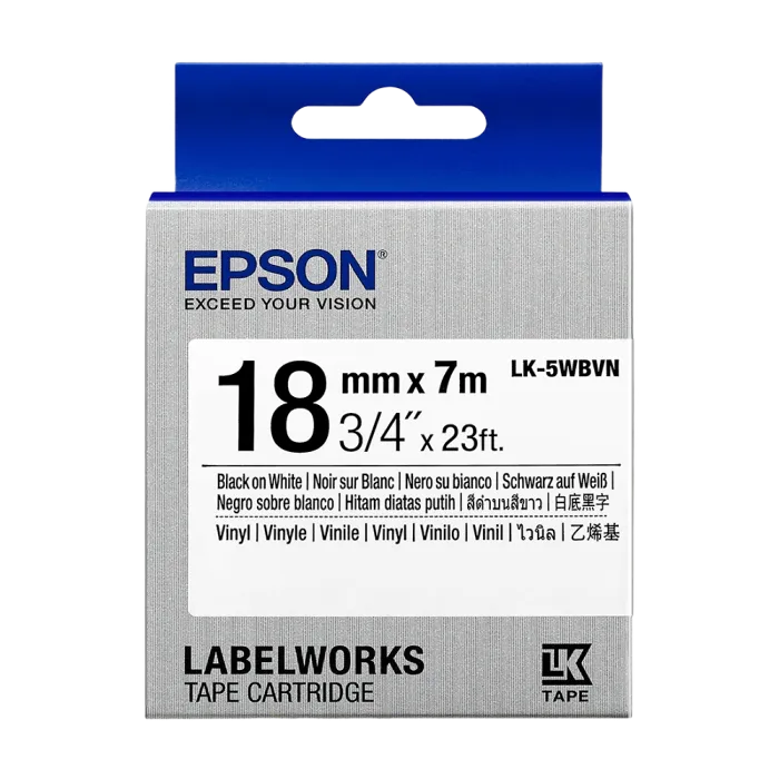 Tape Cartridge EPSON LK-5WBVN; 18mm/7m Vinyl, Black/White, C53S655027