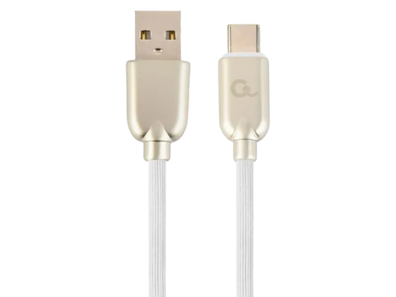 Blister Type-C /USB2.0, AM/CM,  2.0m, Cablexpert Premium Ruber White, CC-USB2R-AMCM-2M-W