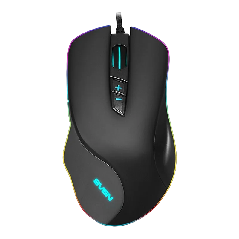 Gaming Mouse SVEN RX-G970, Optical, 600-4000 dpi, 6 buttons, Soft Touch, RGB, Black, USB