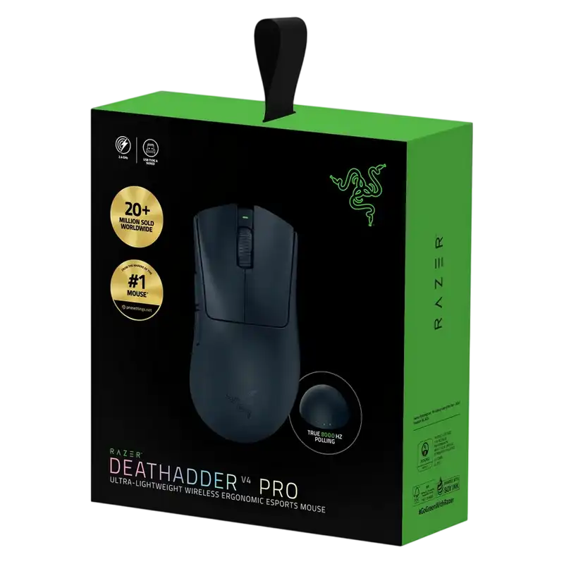 Gaming Mouse Razer DeathAdder V4 Pro Cu fir / Fără fir Negru