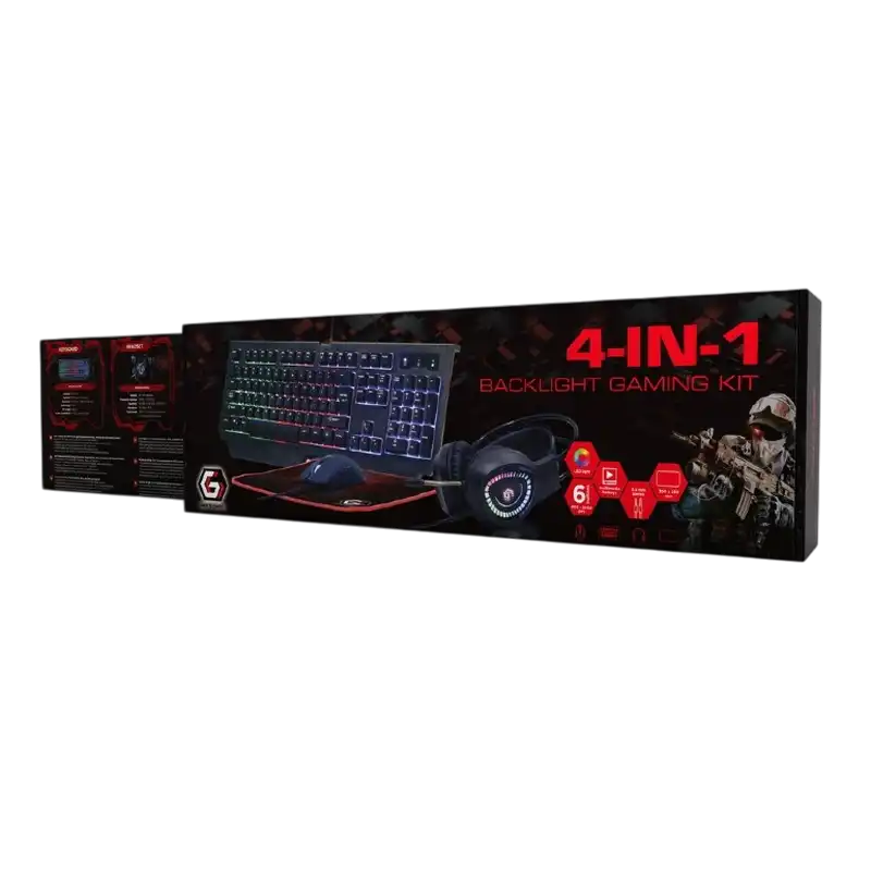 Set Tastatură + Mouse + Mouse Pad + Căști Gembird GGS-UMGL4-01 Membrană Negru