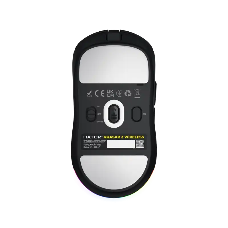 Gaming Mouse HATOR Quasar 3 Cu fir / Fără fir Negru