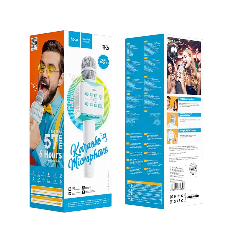 Microfon Karaoke Hoco BK5 Fără fir Albastru
