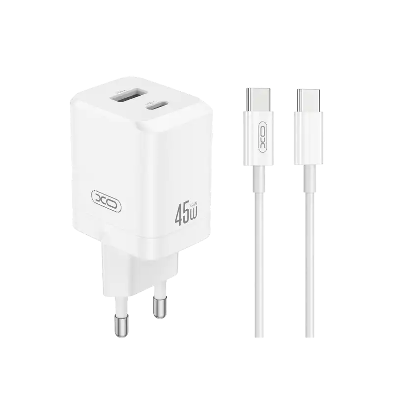 Зарядное устройство XO 1Type-C + 1USB Белый
